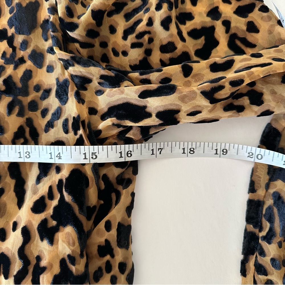 ASTR the Label Nikita Burnout Leopard Print Long Sleeve Ruched Mini Dress Small - Picture 9 of 16